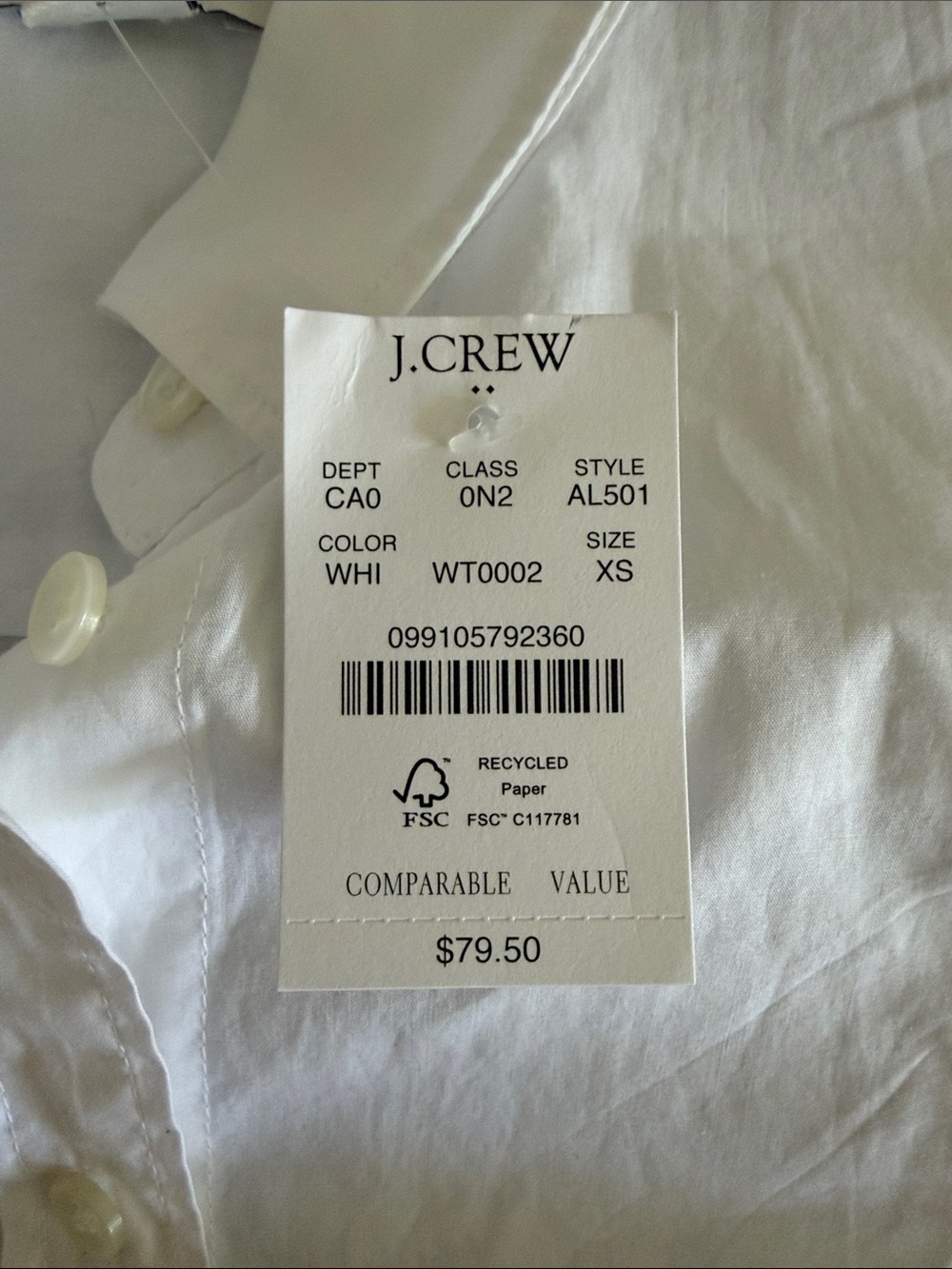 J. Crew White Cotton Button-Down Shirt - Picture 9 of 12